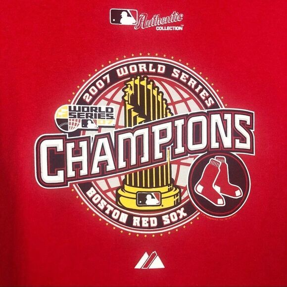 BOSTON RED SOX 2007 Champions Red Short Sleeve Tee Women’s Size Small Boxy - Picture 3 of 5